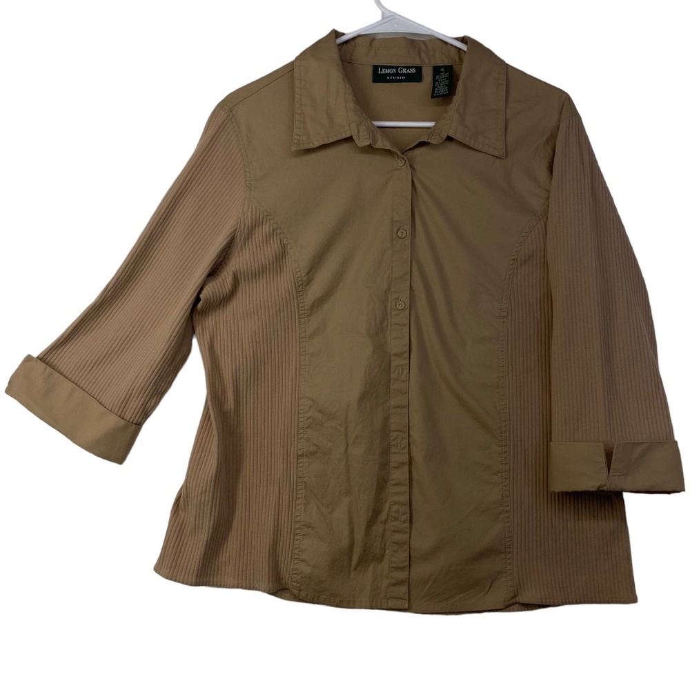Lemon Grass Studio Brown Oversized Button up